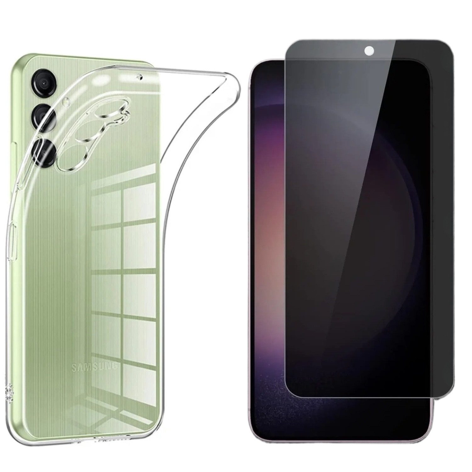 OLi Sichtschutzfolie Transparente Silikon für Samsung Galaxy S25 mit Sichtschutz glas, (Spar-Set 2in 1, 2-St), TPU Hülle mit Privacy Displayschutz