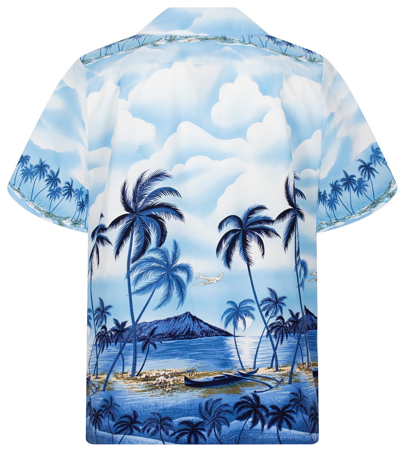 KY's Hawaiihemd "Palmbeach" Herren Kurzarm Baumwolle Kokosknöpfe Original Hawaii – Bild 5 von 5