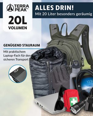 Terra Peak Sportrucksack Active 20, 20L klein mit YKK Reißverschluss Trekkingrucksack mit Hüftgurt