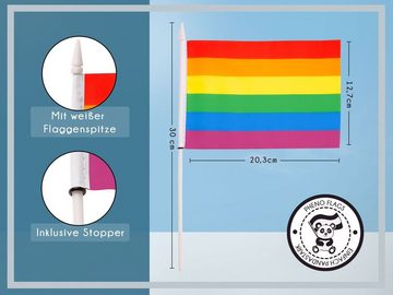 PHENO FLAGS Flagge Handfahne Regenbogen Fähnchen Stockfahne Handflagge (10er Set zur Deko), Flaggen mit Stab