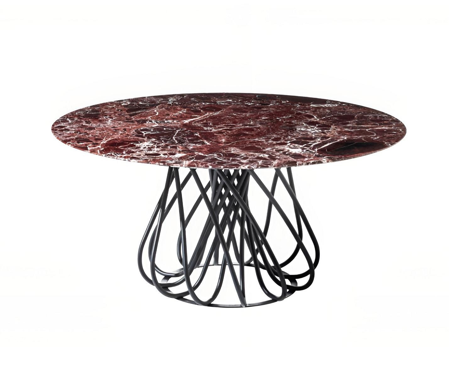 JVmoebel Esstisch Dunkelroter Designer Esstisch mit Metallgestell