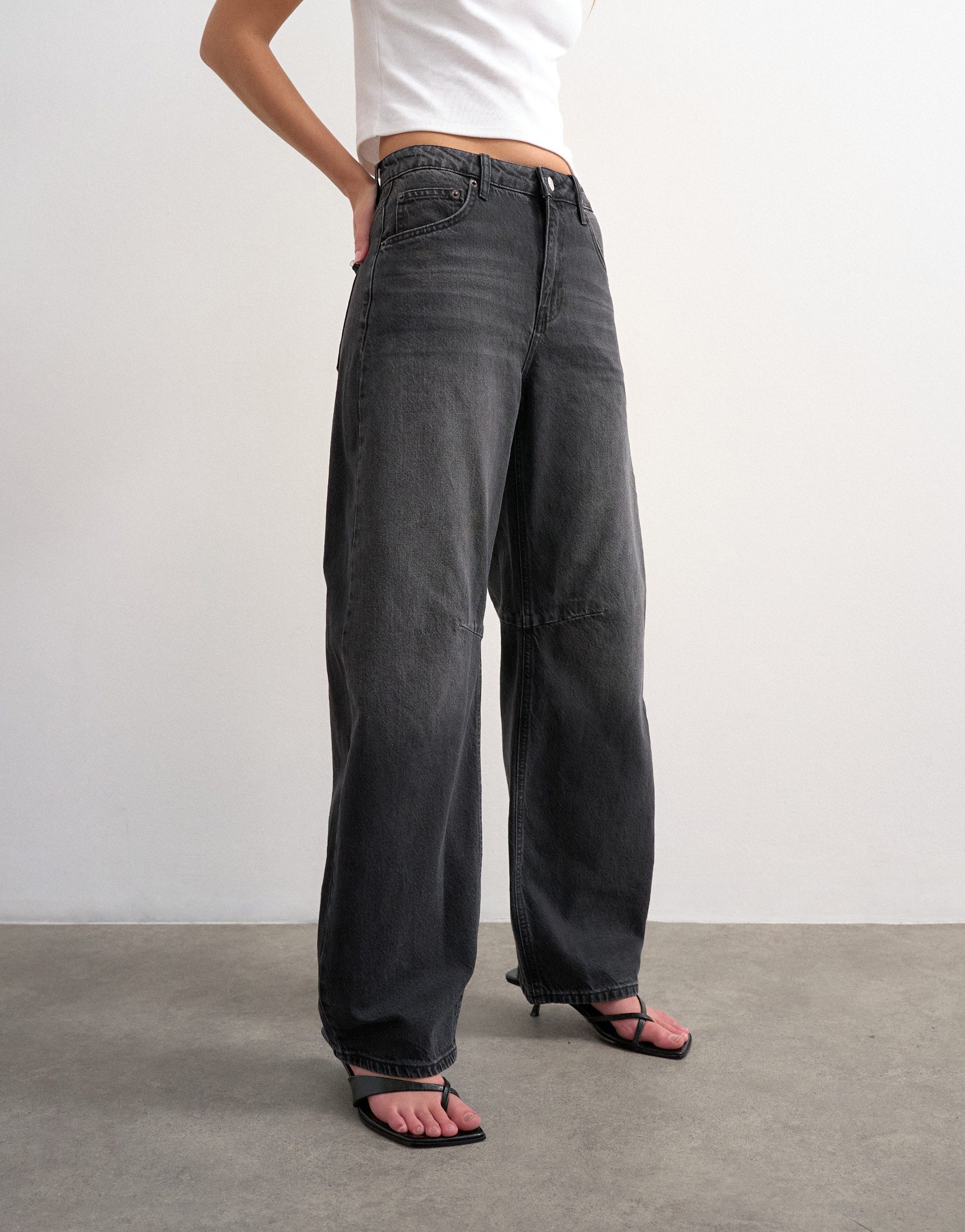 TOPSHOP Weite Jeans TSBARREL HR DENIM JEANS BLW NOOS Baumwolle, barrel fit, high waist