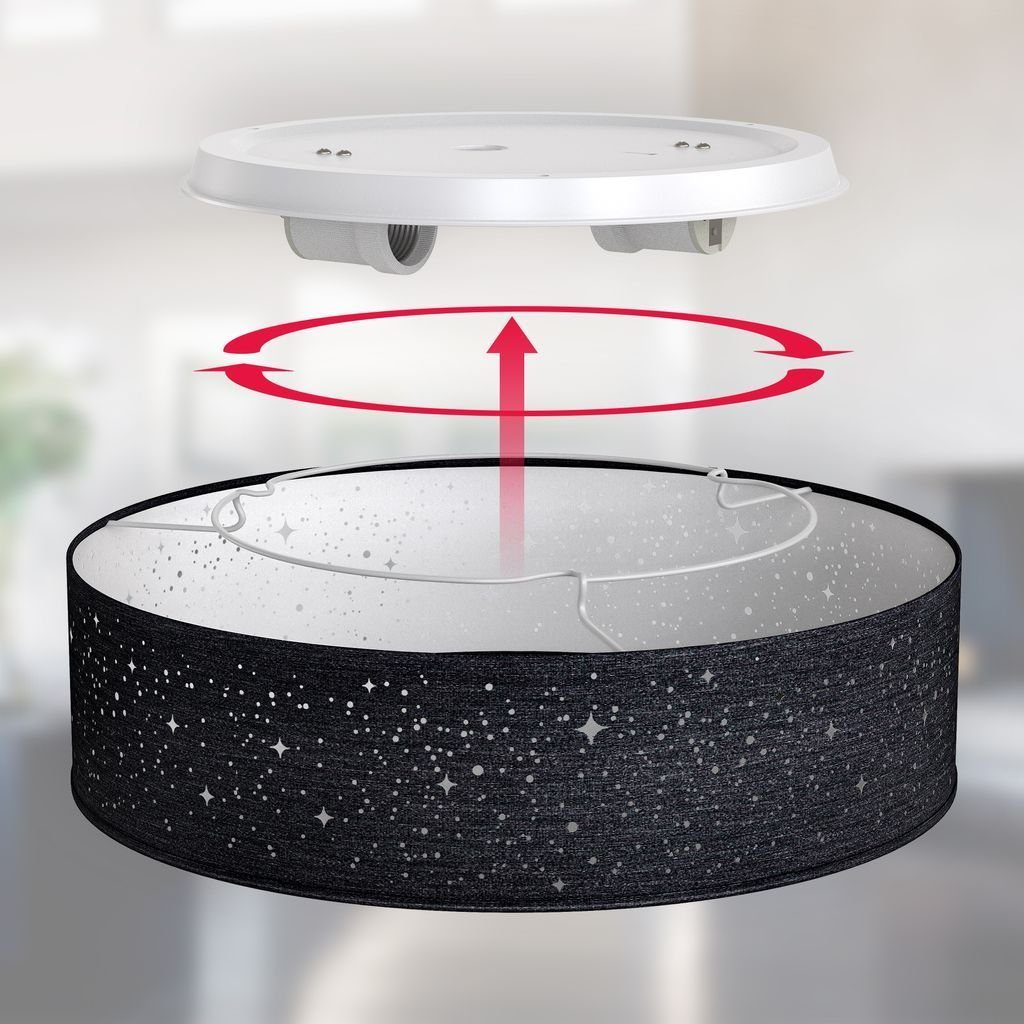 B.K.Licht Deckenleuchte Stoffdeckenlampe Schwarz E27 Sternenhimmel - BKL134 günstig online kaufen