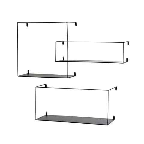 möbelando Wandregal in schwarz, Metall - 40x40x18cm (BxHxT)