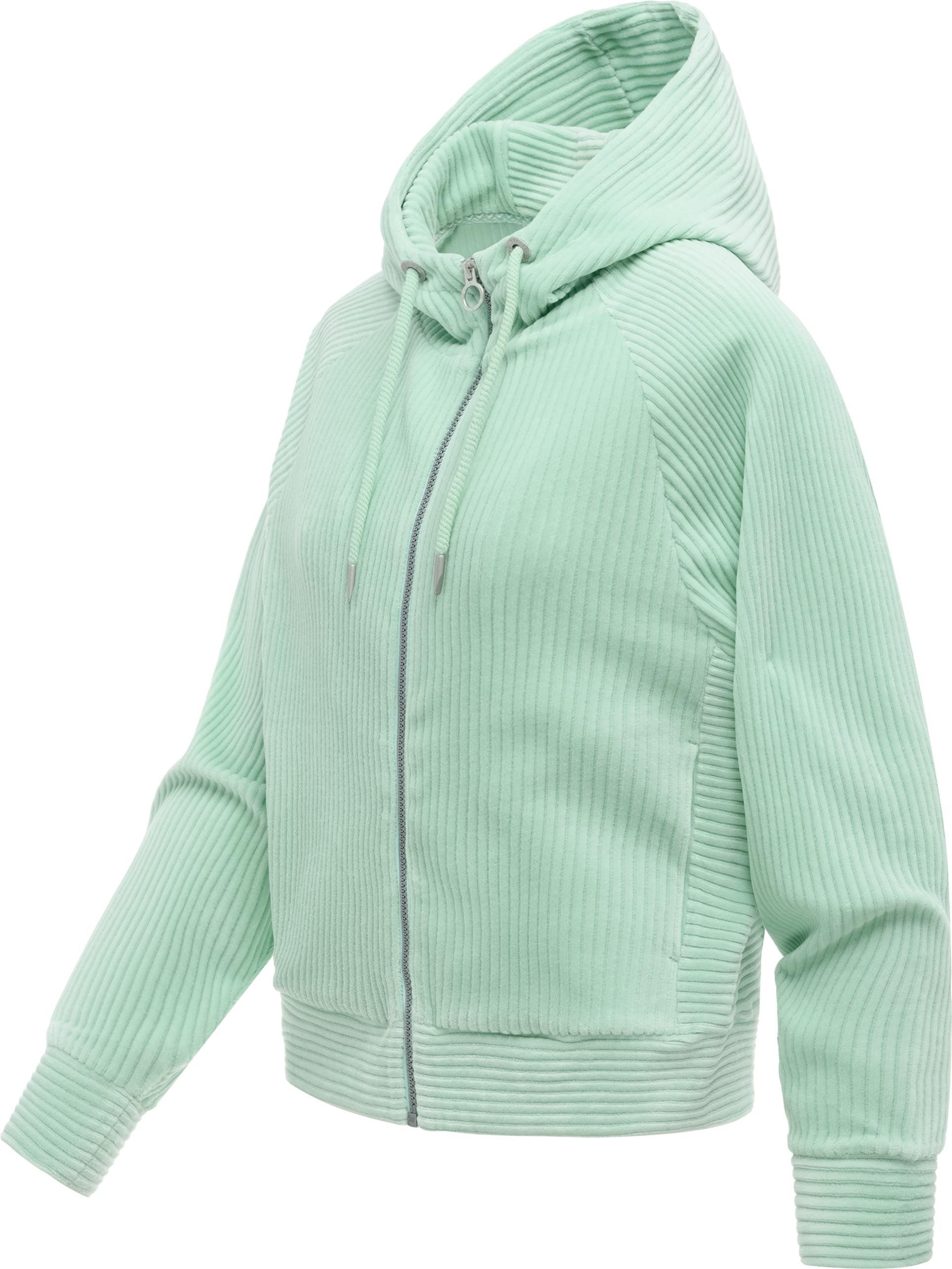 Ragwear Sweatjacke Corduly Cordy Freizeitjacke Zip-Hoodie aus weichem Kord in Samt-Haptik – Bild 2 von 4