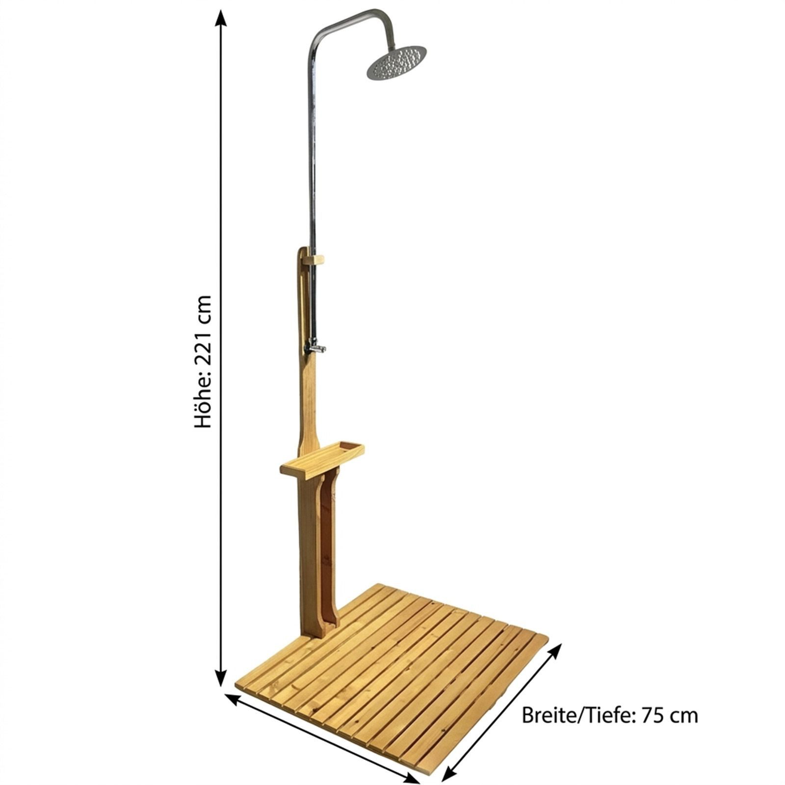 BURI Gartendusche Gartendusche Kiefernholz mit Eisen verzinkt Dusche Garten 75x75x221cm