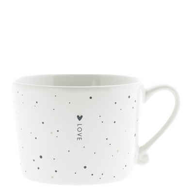Bastion Collections Tasse Tasse mit Henkel LOVE Keramik weiß schwarz (RJ/CUP 115 BL), Keramik, handbemalt