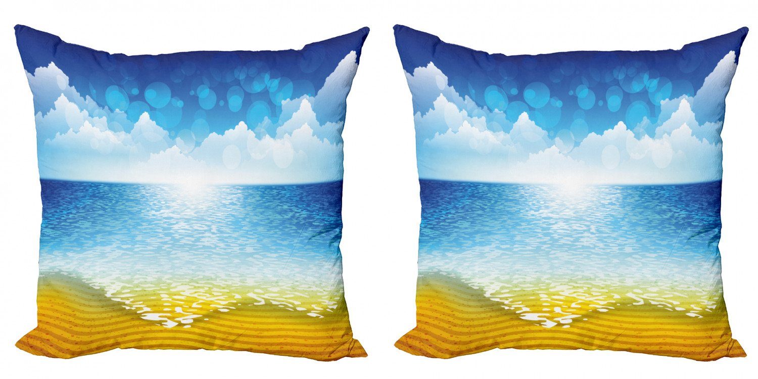 Kissenbezüge Seehorizont Grafik-Strand (2 Coast Accent Digitaldruck, Stück), Modern Doppelseitiger Abakuhaus