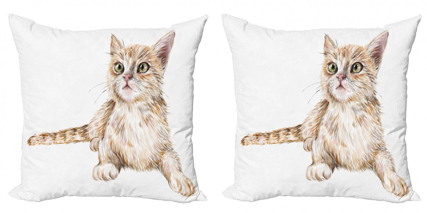 Kissenbezüge Modern Accent Doppelseitiger Digitaldruck, Abakuhaus (2 Stück), Süße Katze Hand Drawn Ingwer-Kätzchen