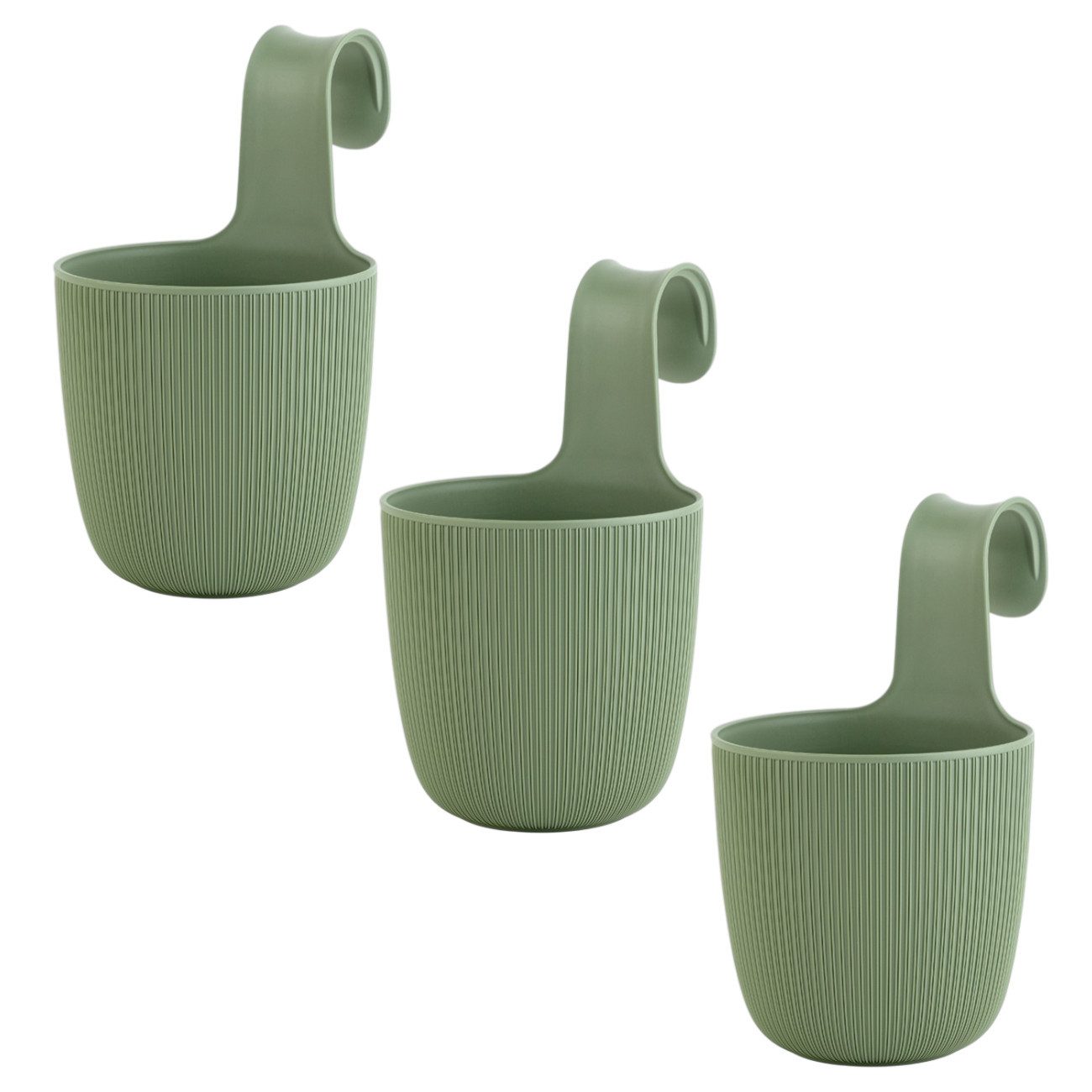 Engelland Blumentopf Blumentopf zum Hängen (Vorteils-Set, 3 St., Fassungsvermögen 2,3 Liter), UV-Beständig, Frostbeständig, Drainagesystem, ideal für Geländer/Zäune