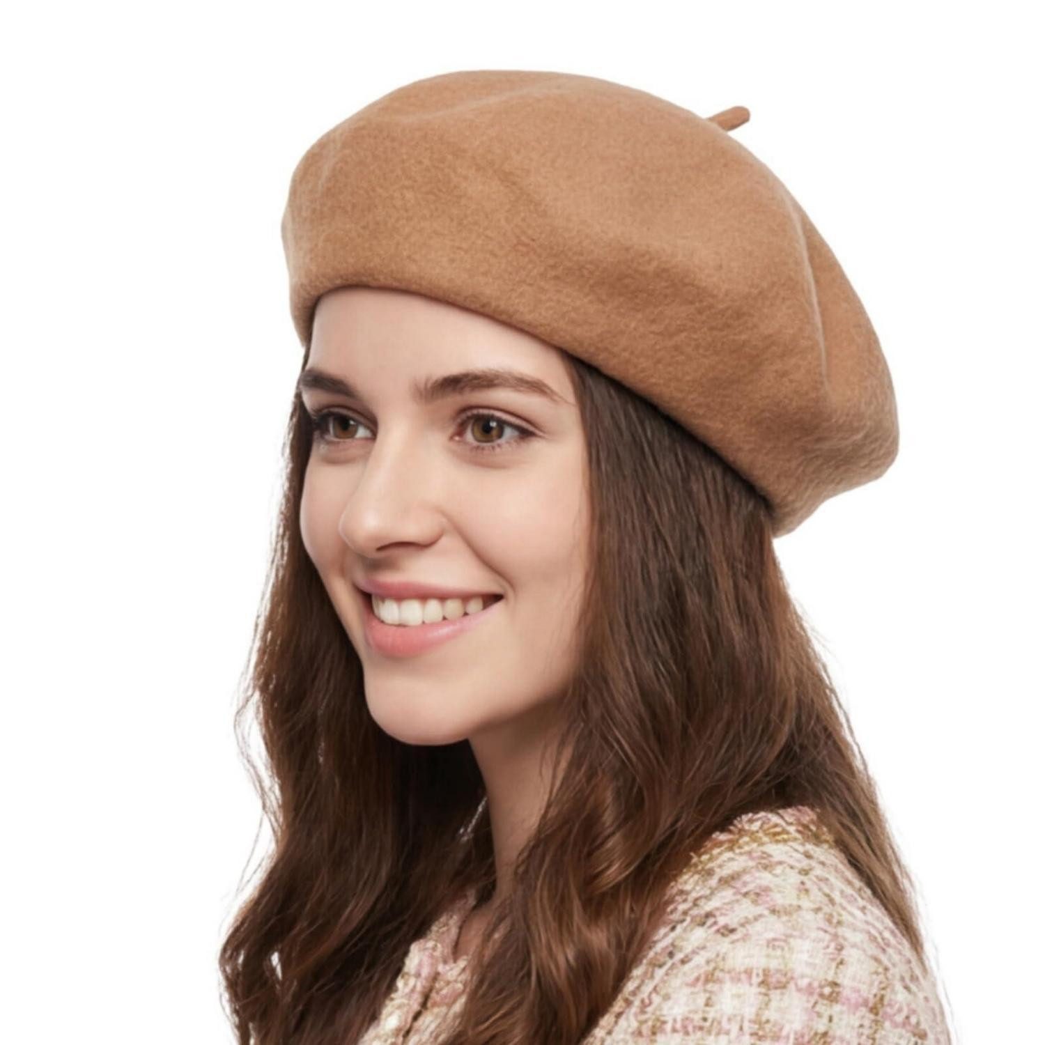 LuxusKollektion Baskenmütze Baskenmütze Damen Barett Wolle Künstlermütze Einheitsgröße Khaki