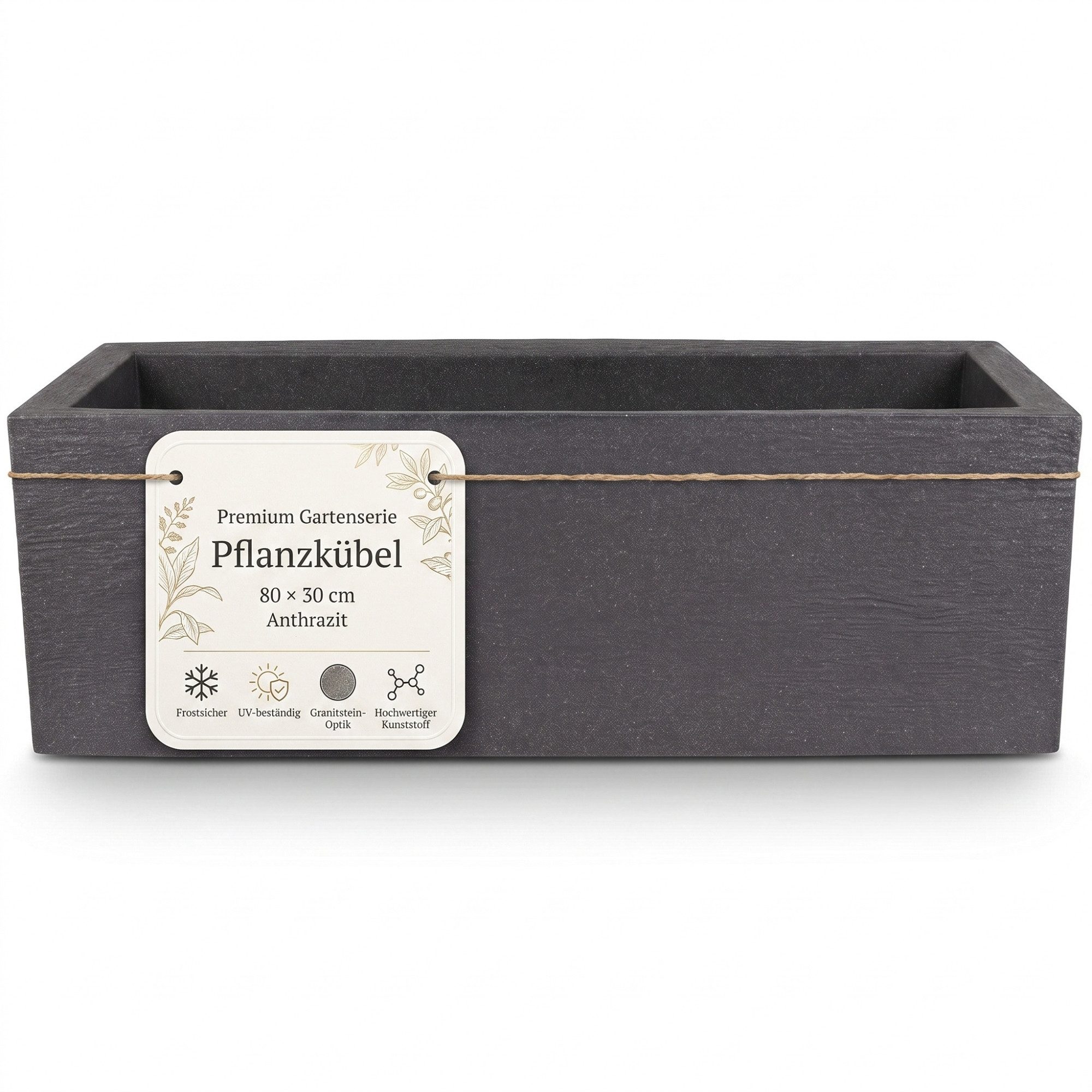 BigDean Pflanzkübel Blumenkübel XL 80x30cm Pflanzkübel Gross Rechteckig Made in Europa (1 St), Granitstein-Optik, Extrem leicht, UV-beständig, Frostsicher