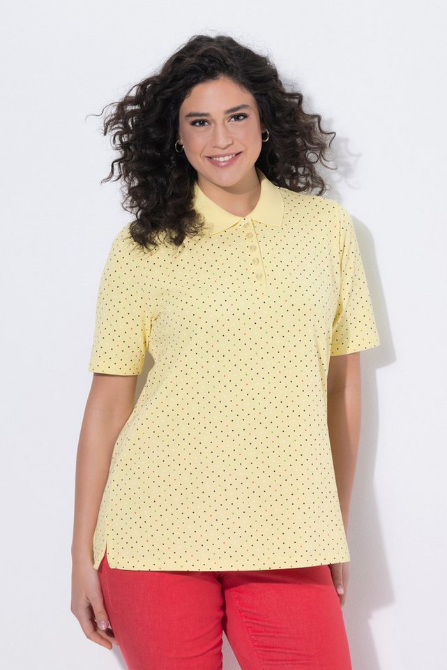 Ulla Popken Poloshirt Poloshirt Punkte Polokragen Halbarm Pima Cotton