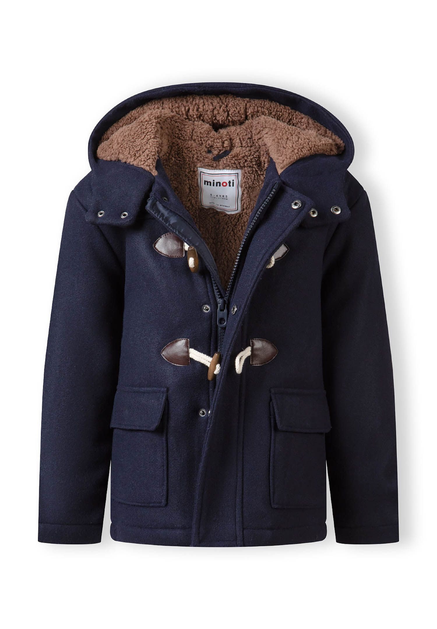 MINOTI Wintermantel Kapuzenjacke mit Knöpfen und verdecktem Reißverschluss  (9m-8y)