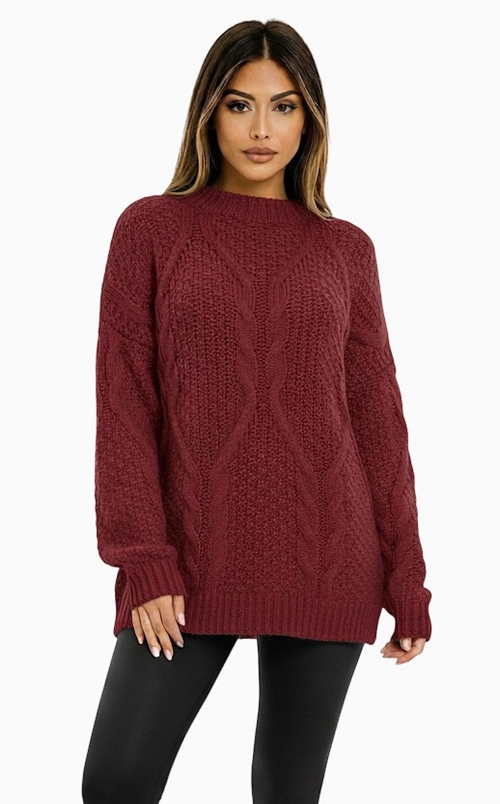 Worldclassca Longpullover WORLDCLASSCA Oversize Strickpulllover Lang Zopf Muster Dick Winter Neue Kollektion - Stilvolle und gemütliche Strickmode für Damen