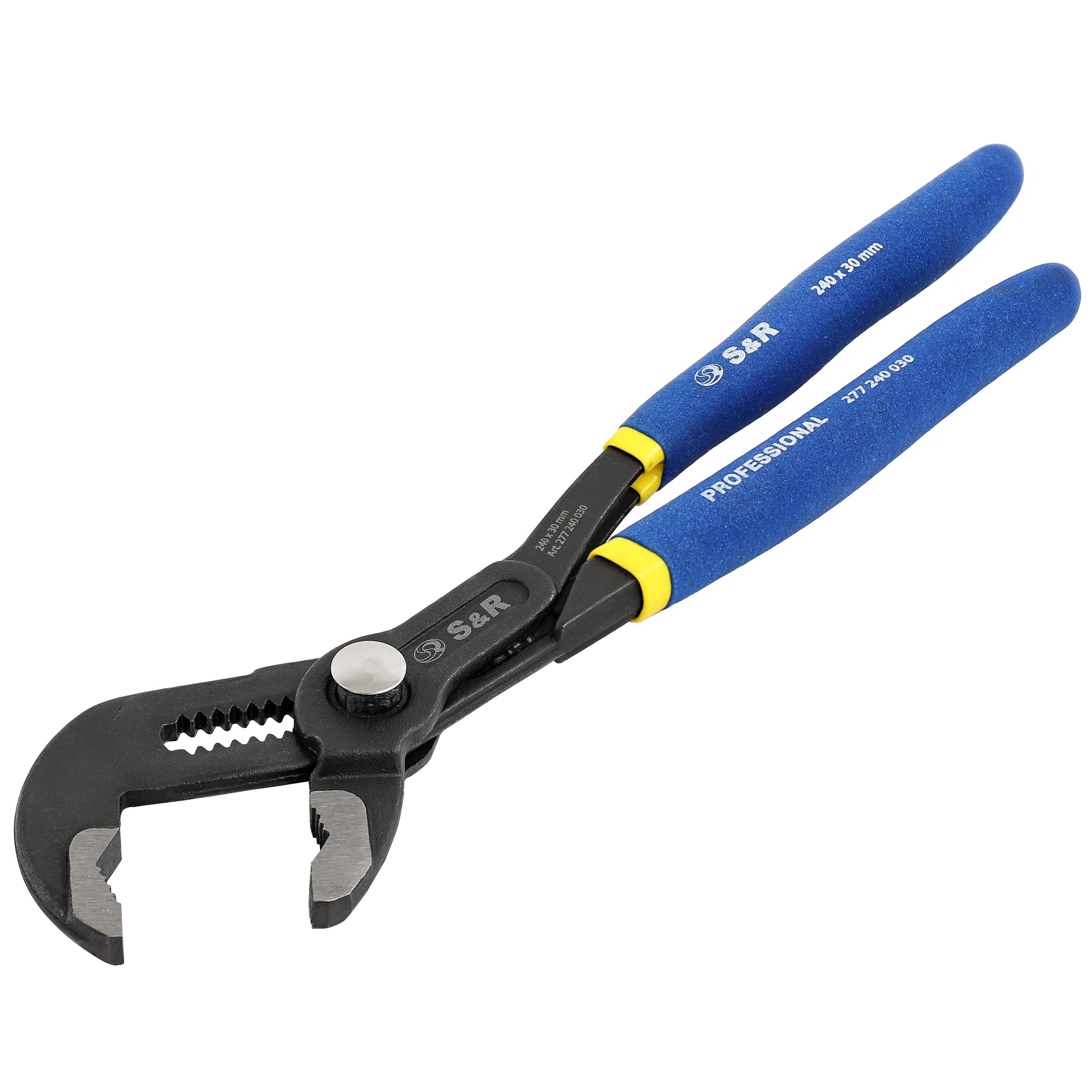 S&R Wasserpumpenzange 175x25mm, CR-V Stahl, phosphatiert, doppelt ummantelte Griffe, 1-tlg., der Schnelleinstellungs-Mechanismus ermöglicht einhändiges Arbeiten