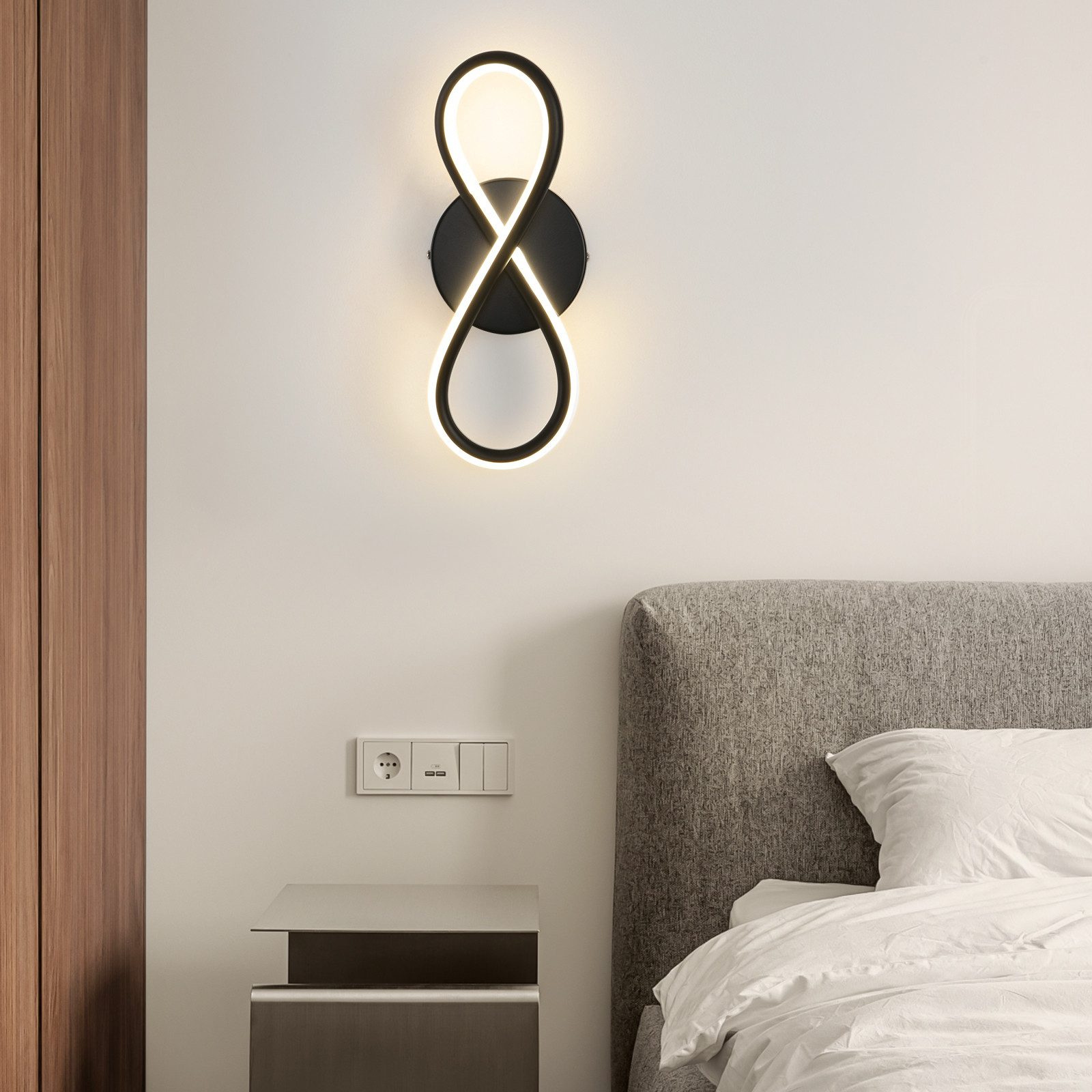 Nettlife LED Wandleuchte Innen Warmweiß Schwarz 7W Kurvendesign 3000K Trepp günstig online kaufen