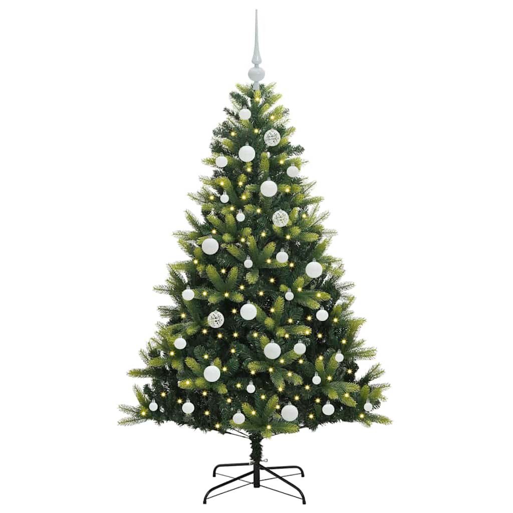 vidaXL LED Baum Künstlicher geflammter Weihnachtsbaum 150 LEDs Grün 150 cm