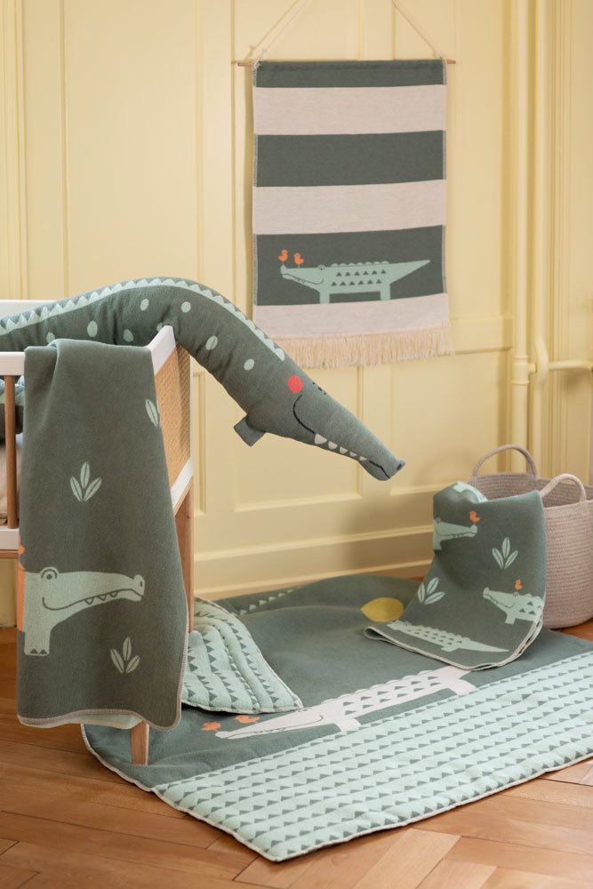 Kinderdecke Juwel 'Kroko' 100 x 140 cm Efeu - Grün, DAVID FUSSENEGGER günstig online kaufen