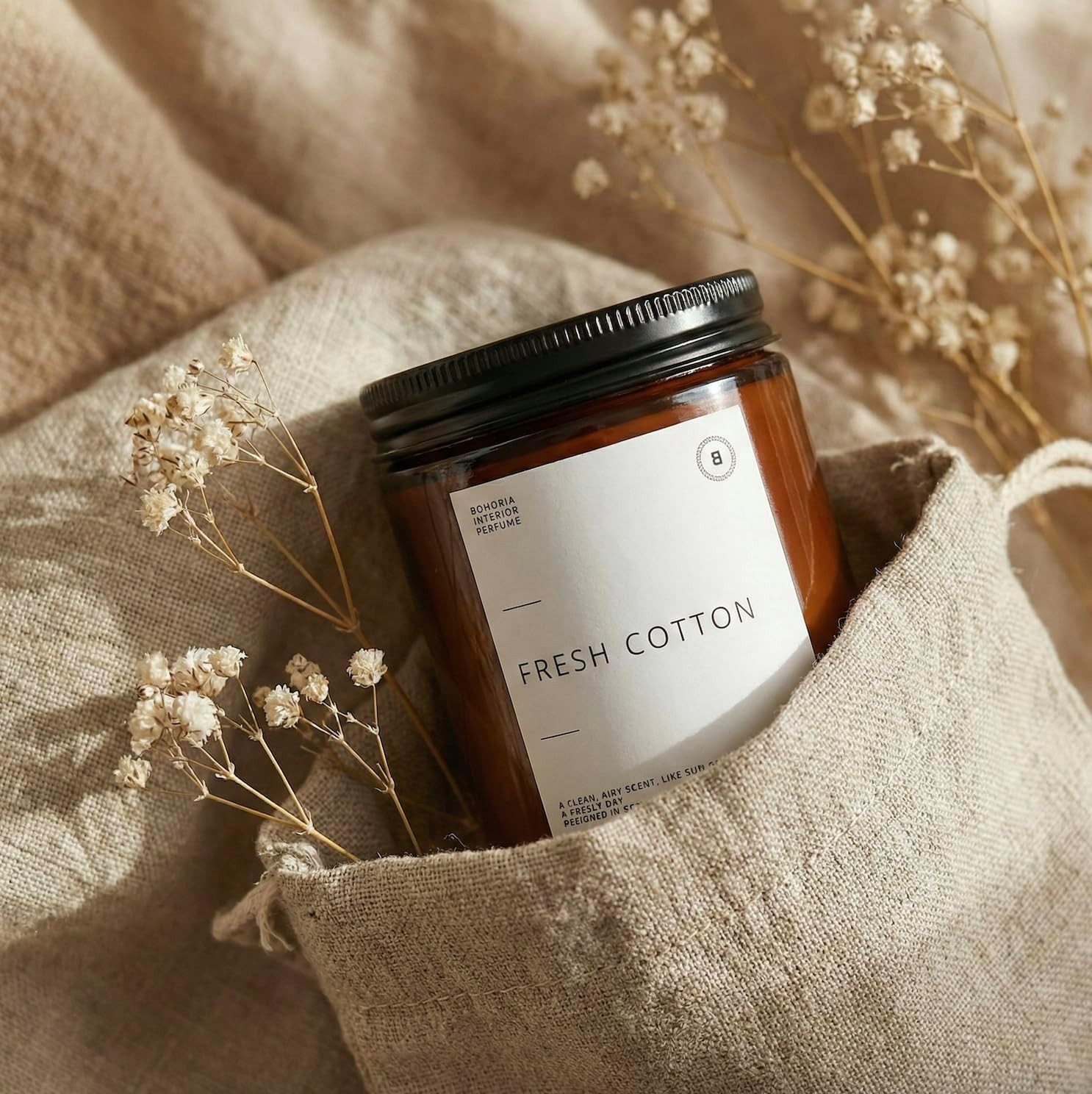 BOHORIA Duftkerze Premium Duft-Kerze Fresh Cotton aus natürlichem Sojawachs