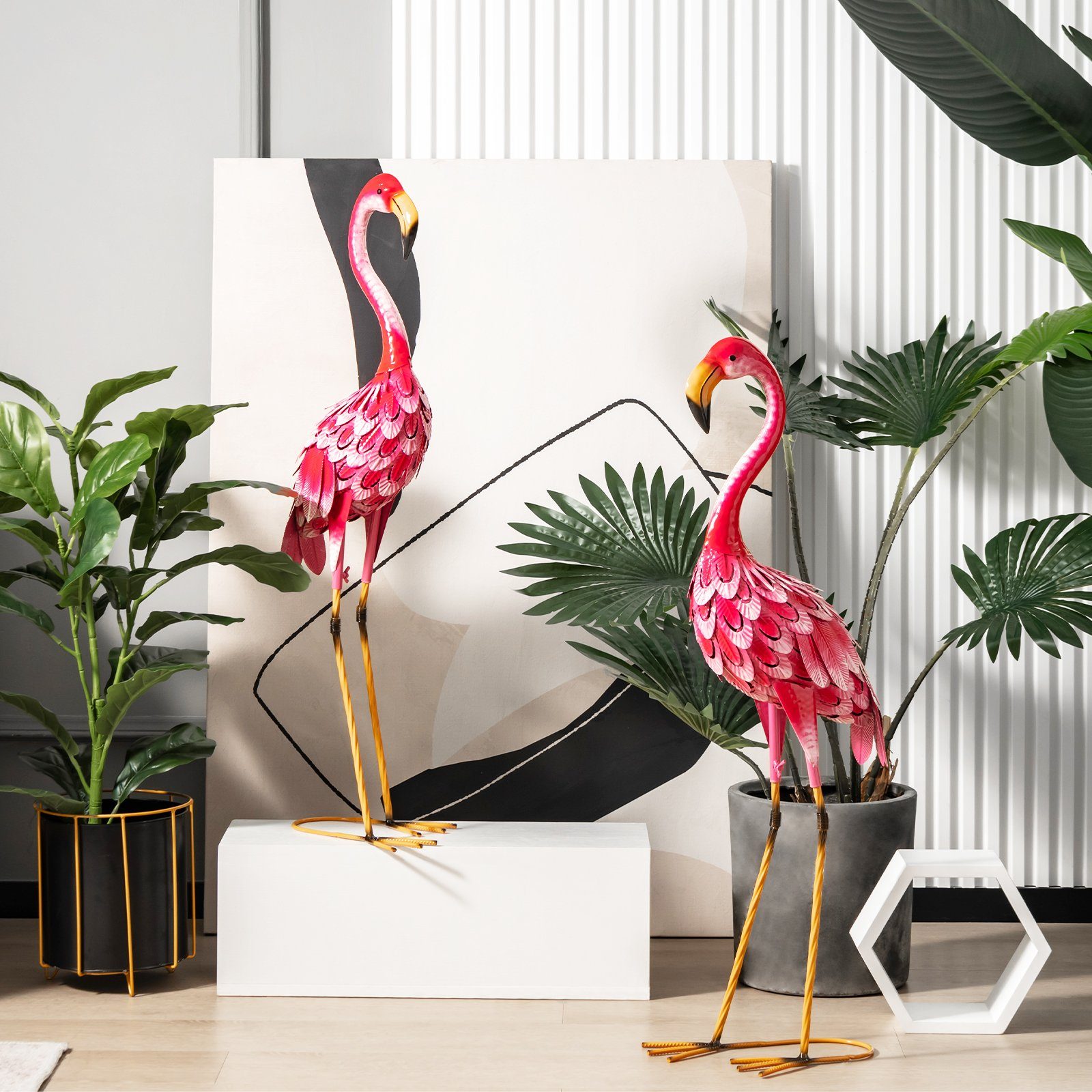 COSTWAY Gartenfigur, 2er-Set, Flamingo-Gartenstatuen günstig online kaufen