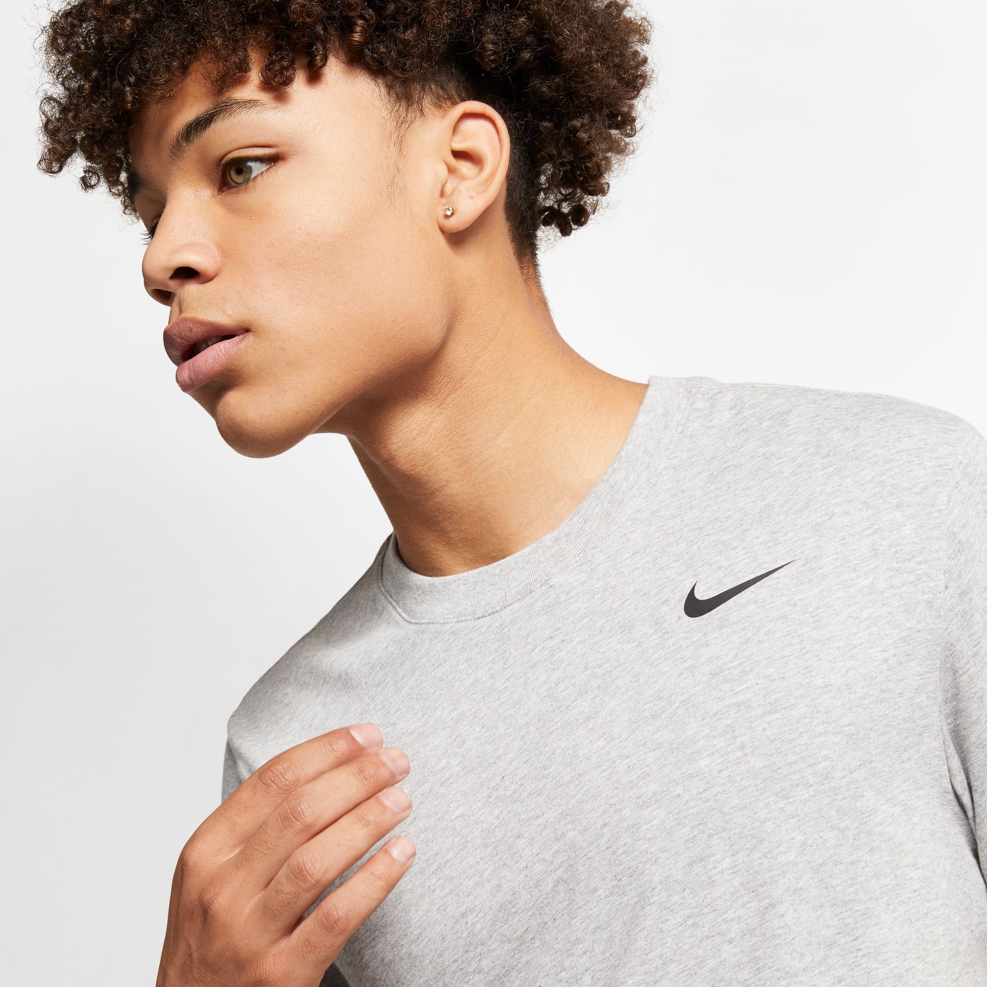 DRI-FIT FITNESS Nike GREY T-SHIRT DK HEATHER/BLACK Trainingsshirt MEN'S