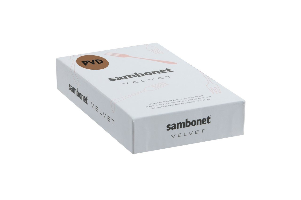 sambonet Besteck-Set Velvet Edelstahl/PVD 2Black Kuchengabeln Set 6, Edelstahl rostfrei, Besteck-Sets
