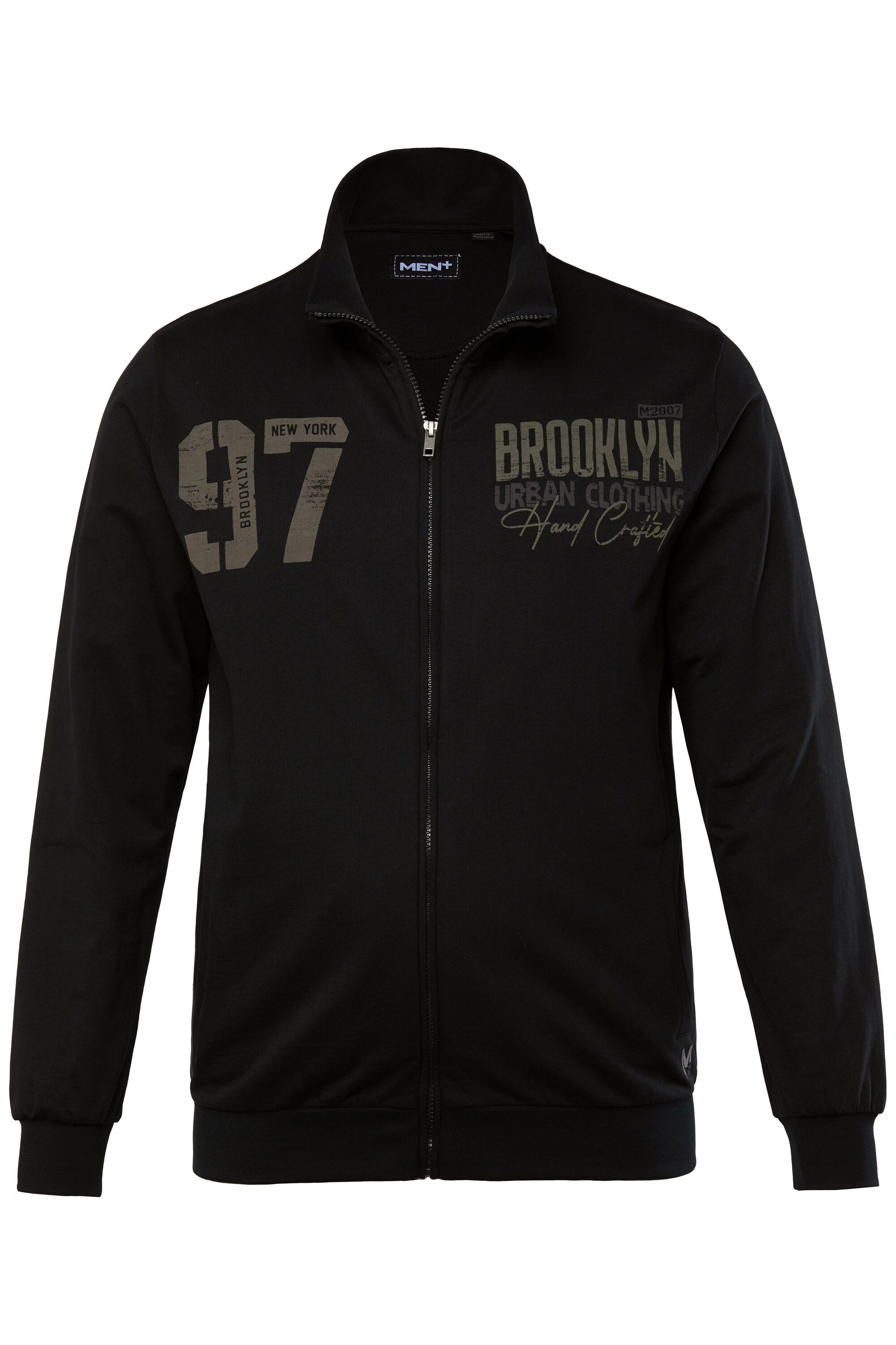 Fleecejacke Sweatjacke Stehkragen Brustprint