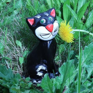 Tangoo Gartenfigur Tangoo Keramik-Katze sitzend schwarz glänzend ca 14cm H, (Stück)