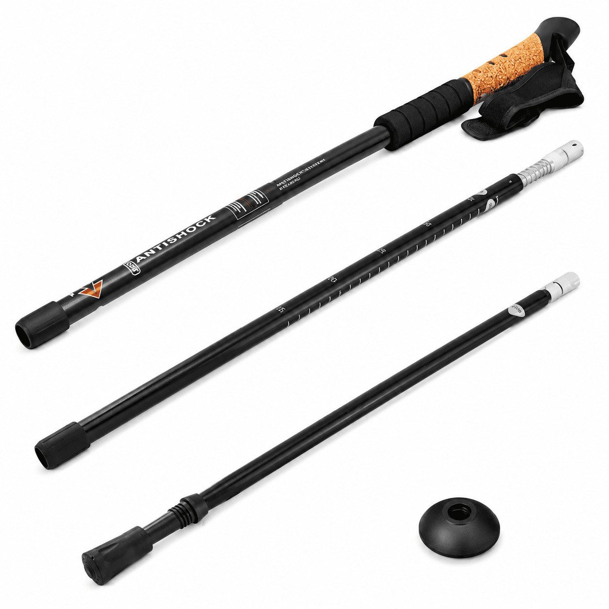 MidGard Nordic-Walking-Stöcke Teleskop Antischock Wanderstöcke aus Aluminiumlegierung mit Korkgriff (2 St), Leicht, mit ergonomischen Korkgriffe inkl. Transporttasche