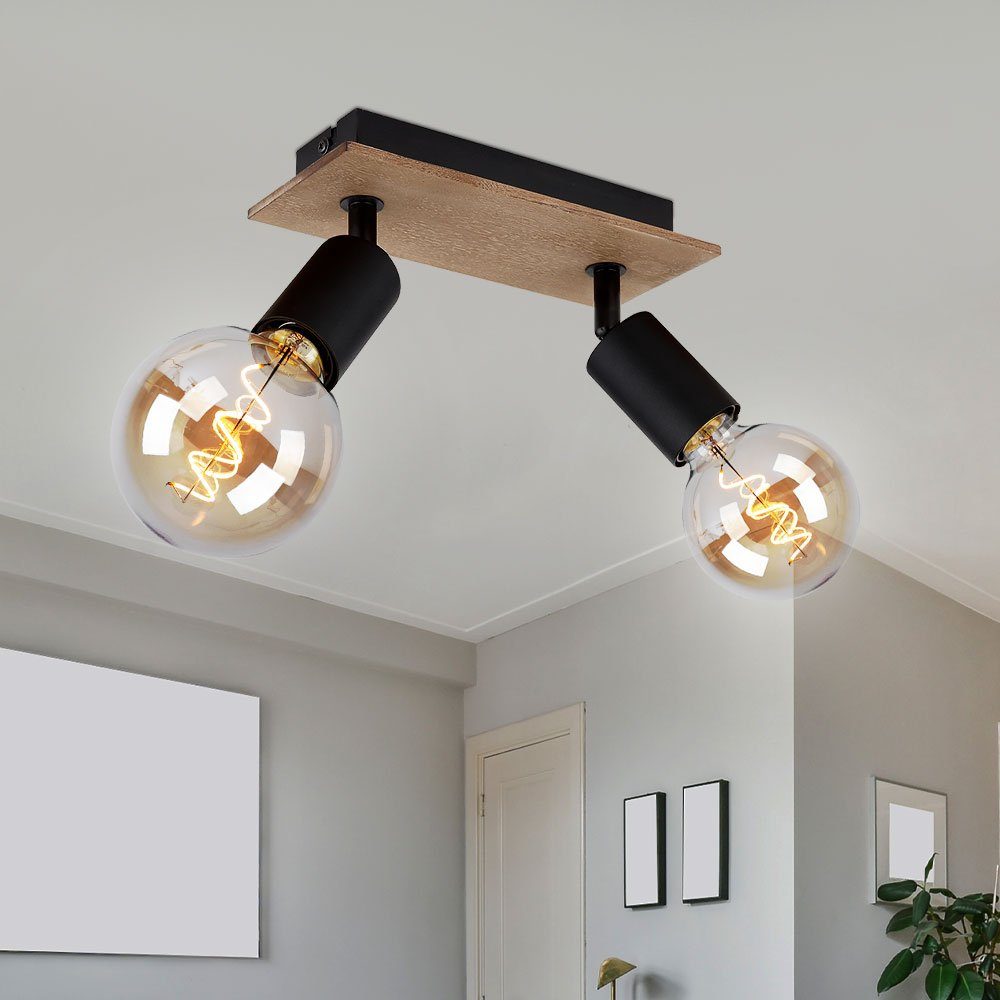 GLOBO LIGHTING Deckenleuchte, Leuchtmittel nicht inklusive, Deckenleuchte Lampe Spot Holzlampe 2 Flammig