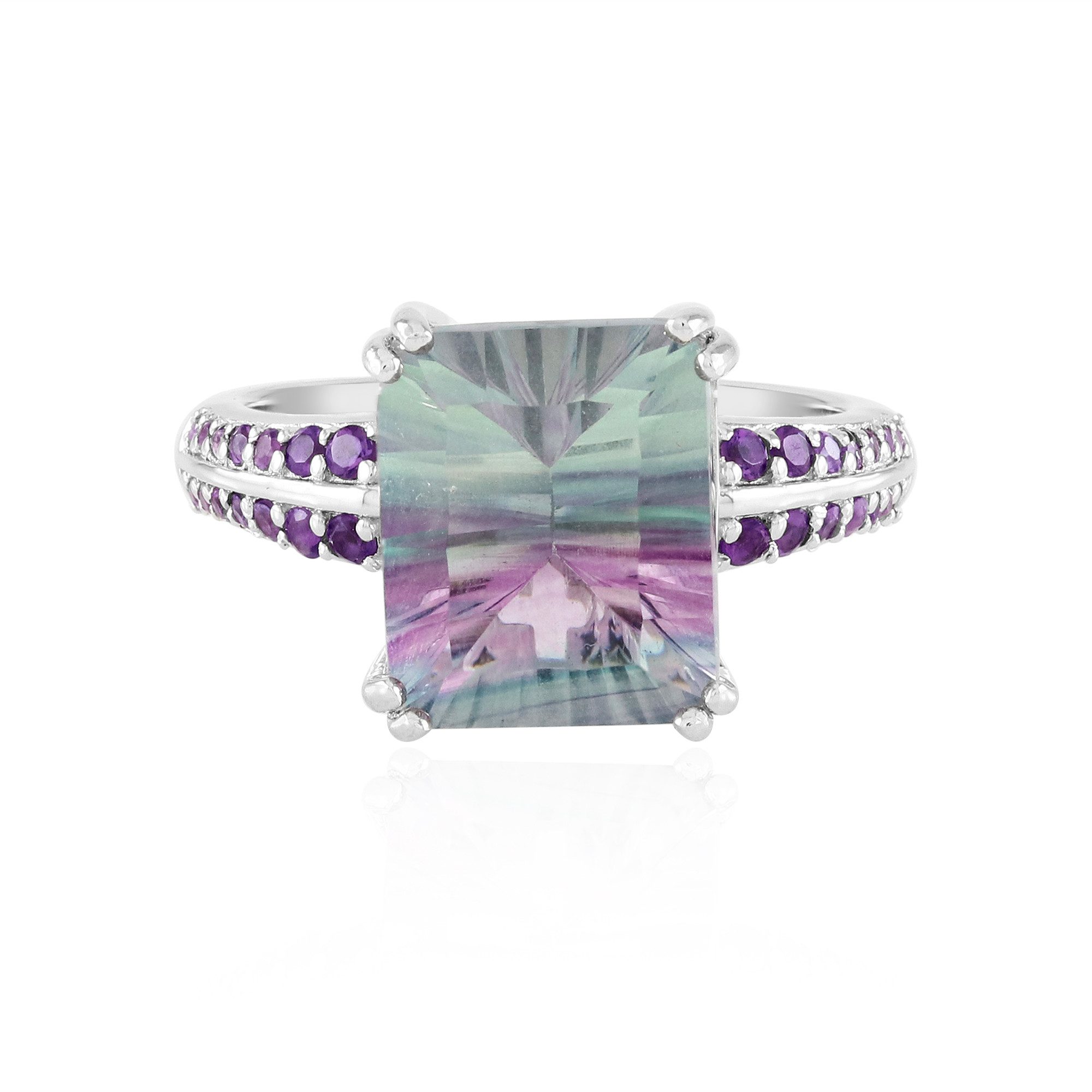 Cavill Silberring Cavill Ring 4,6 ct Fluorit & Amethyst, rhodiniertes Sterlingsilber (1-tlg)