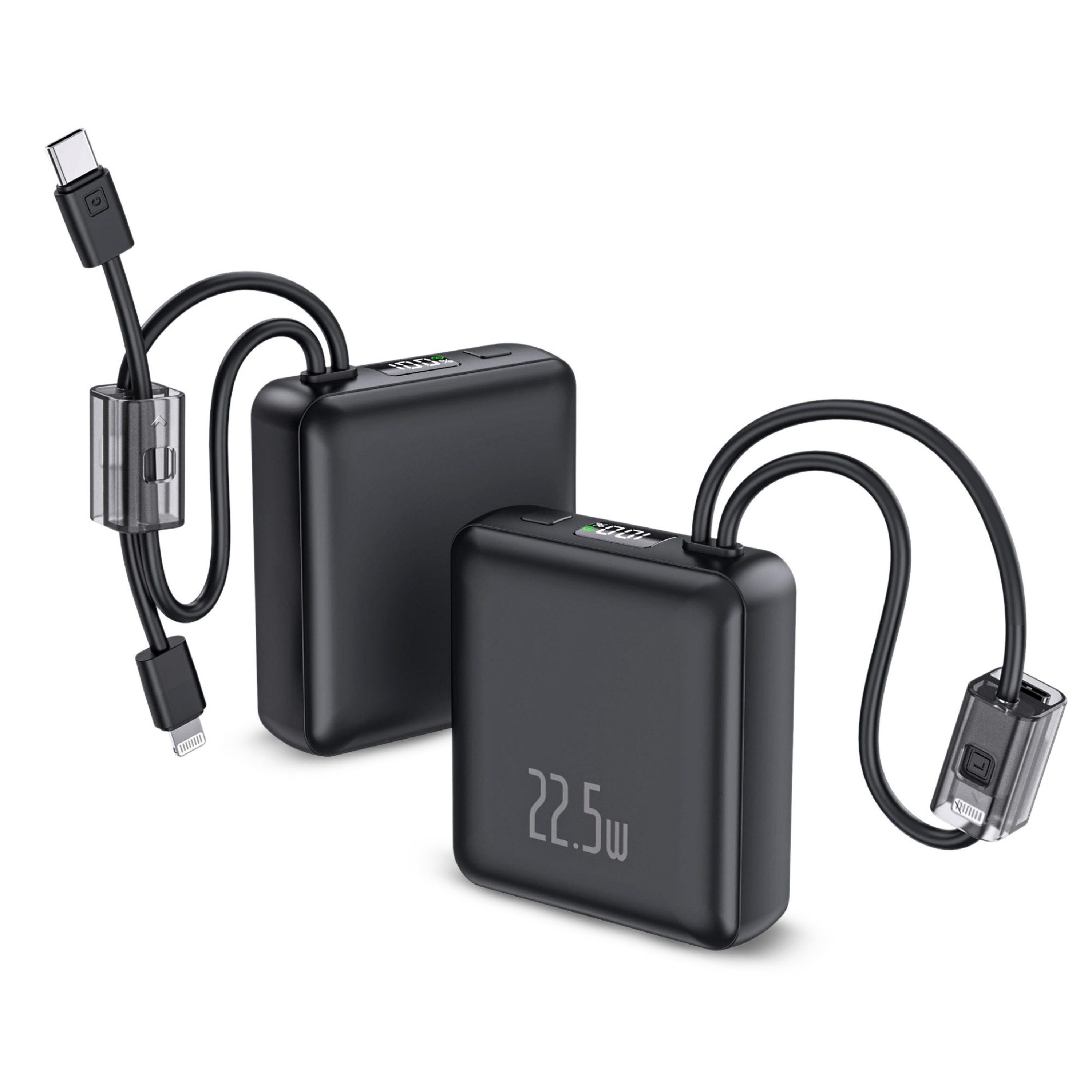RUHE Powerbank mit Kabel Schnelles Aufladen Tragbares Ladegerät Powerbank Externer Akku 22,5W 10000 mAh (12 V, 1 St), Klein Aber Stark für iPhone 17 16 15 14 13 12 11 Samsung Xiaomi iPad