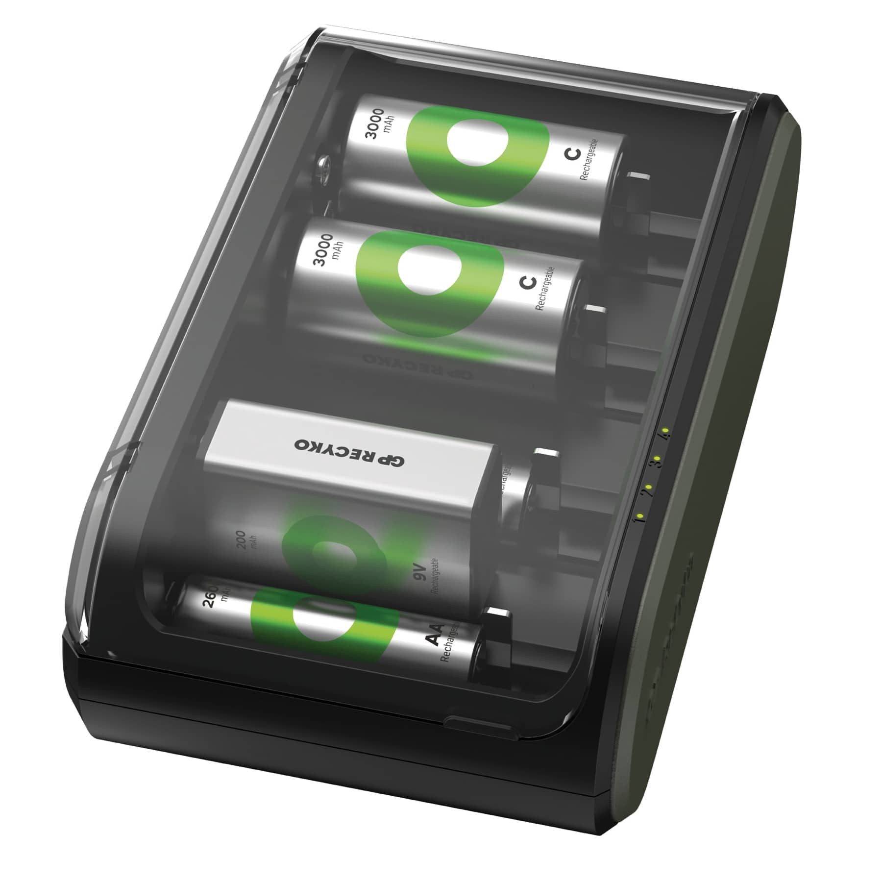 Gp GP ReCyko USB-Akku-Ladegerät B631für AAA, AA, C, D, 9V NiMH Akkus Batterie-Ladegerät