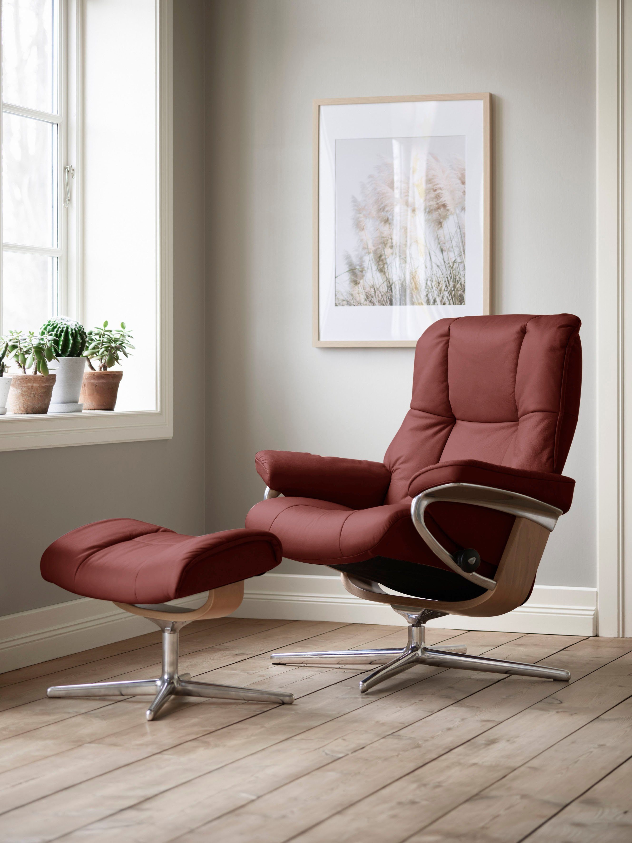 mit Größe Holzakzent Relaxsessel (Set, mit & Hocker, S, Hocker), Stressless® Eiche M L, Mayfair Relaxsessel Base, Cross mit