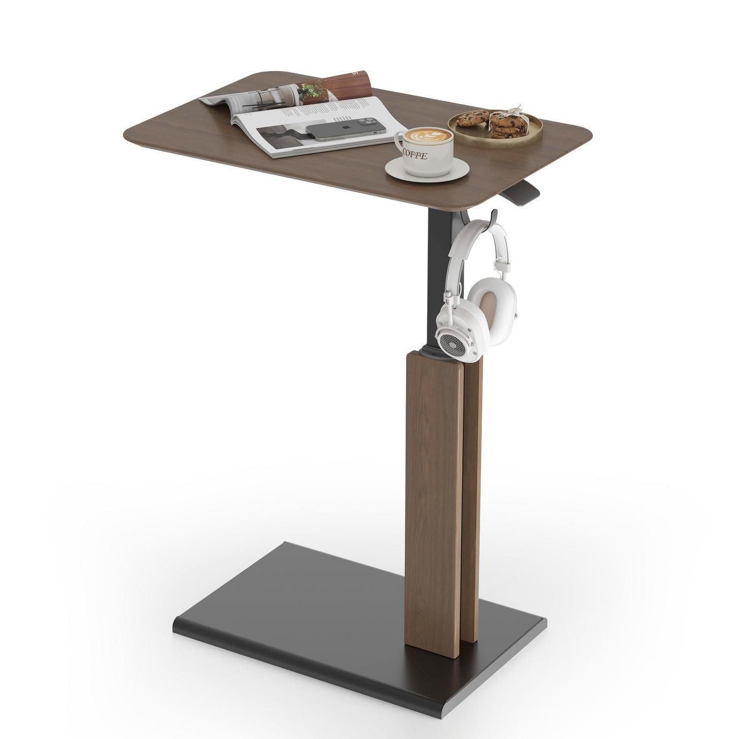 LuxusKollektion Beistelltisch Höhenverstellbarer Beistelltisch mit Rollen Nussbaum 44x65cm (1-St)