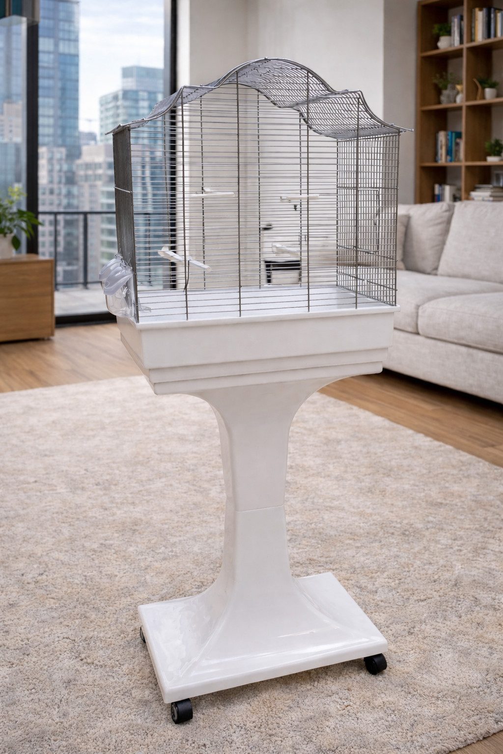 M.O. Vogelkäfig Mega Vogelkäfig Wellensittich Kanarien mit Ständer weiß