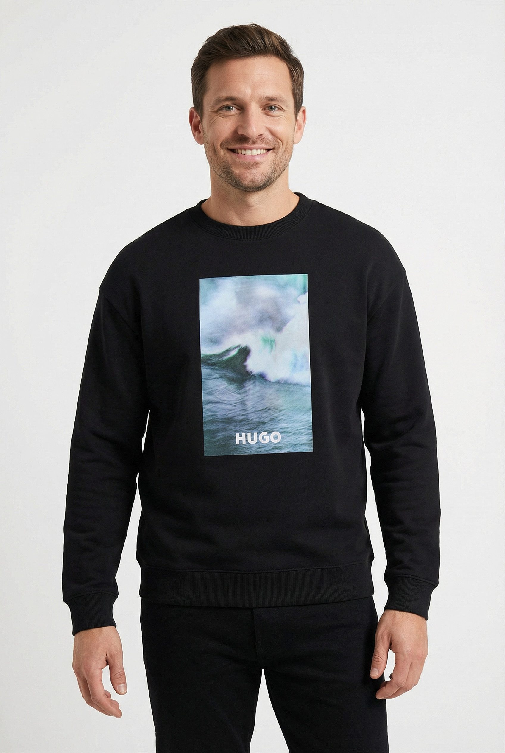 HUGO Blue Sweatshirt Nofintex Rundhalsausschnitt, Regular Fit, Foto-Druck günstig online kaufen