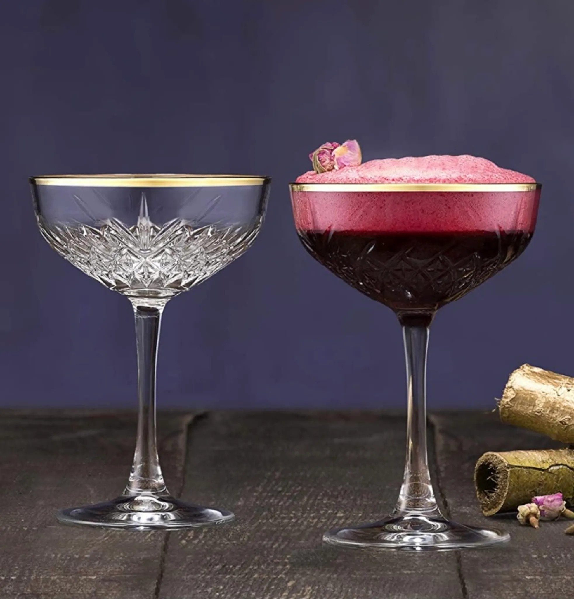 Pasabahce Gläser-Set Timeless, 4-tlg., Glas, Golden Touch Champagnergläser, Sektglas-Set, 255 ml