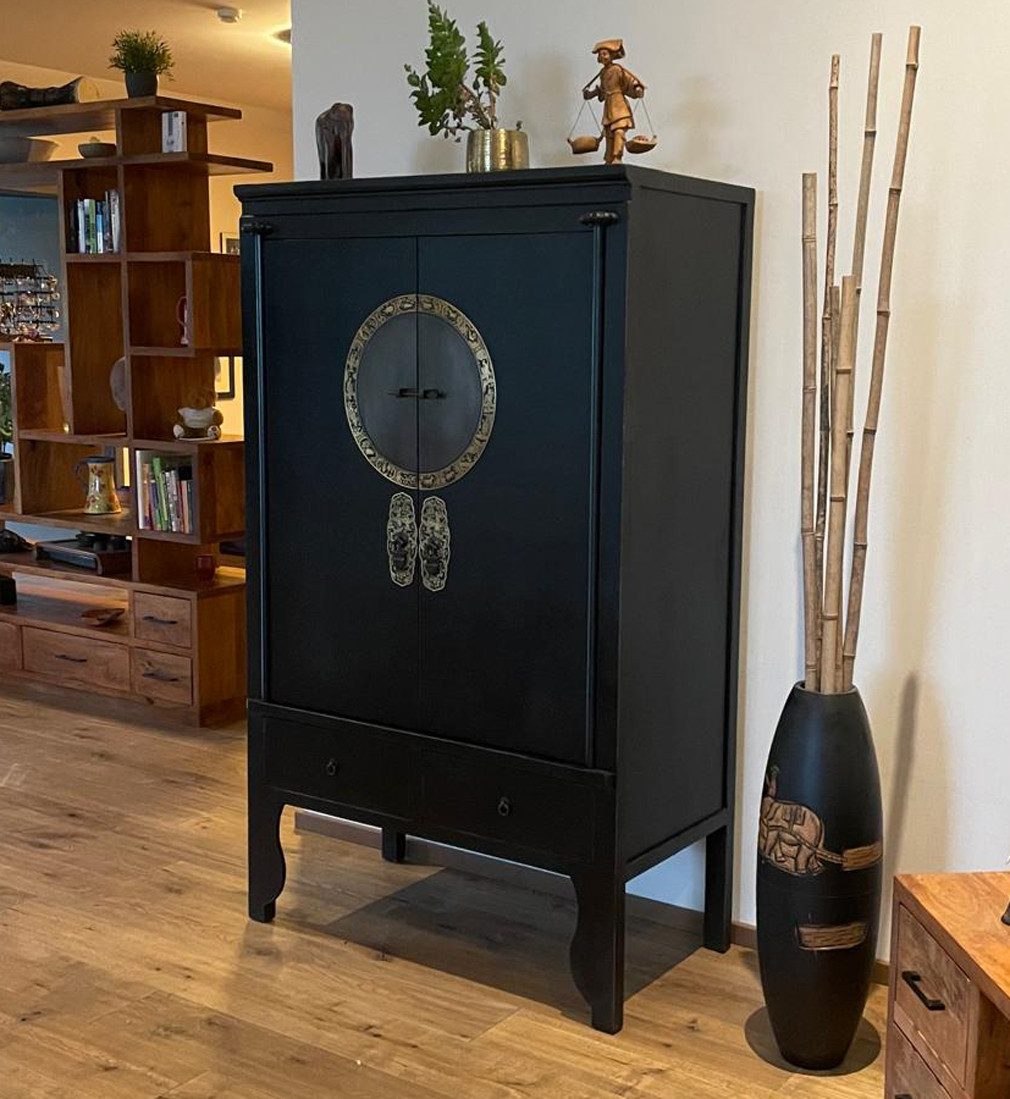 OPIUM OUTLET Kleiderschrank Asia Hochzeitsschrank schwarz im Vintage-Stil ( günstig online kaufen