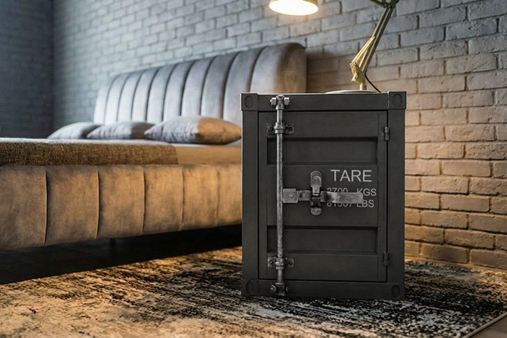 riess-ambiente Beistelltisch GLOBETROTTER 50cm anthrazit – Metall, Container-Look, montiert (Einzelartikel, 1-St), Nachtschrank mit Stauraum & Tür – ideal für S – Bild 3 von 5