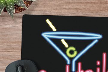 MuchoWow Gaming Mauspad Illustration einer Leuchtreklame "Cocktails (1-St), Mousepad mit Rutschfester Unterseite, Gaming, 40x40 cm, XXL, Großes
