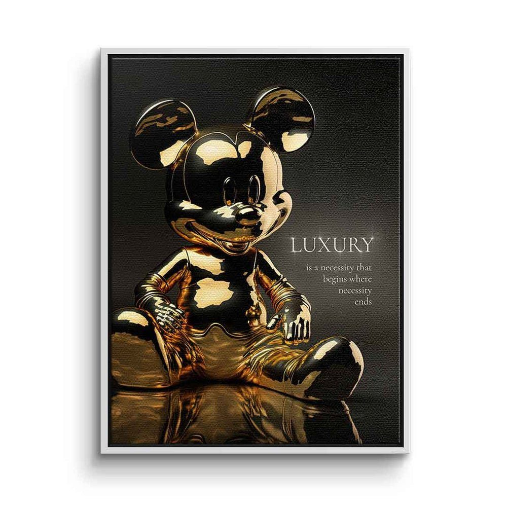 DOTCOMCANVAS® Leinwandbild, Leinwandbild Luxury Micky Maus Mickey Mouse Motivationsspruch Zitat mi weißer Rahmen