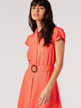 Apricot Midikleid in unifarben, mit Gürtel