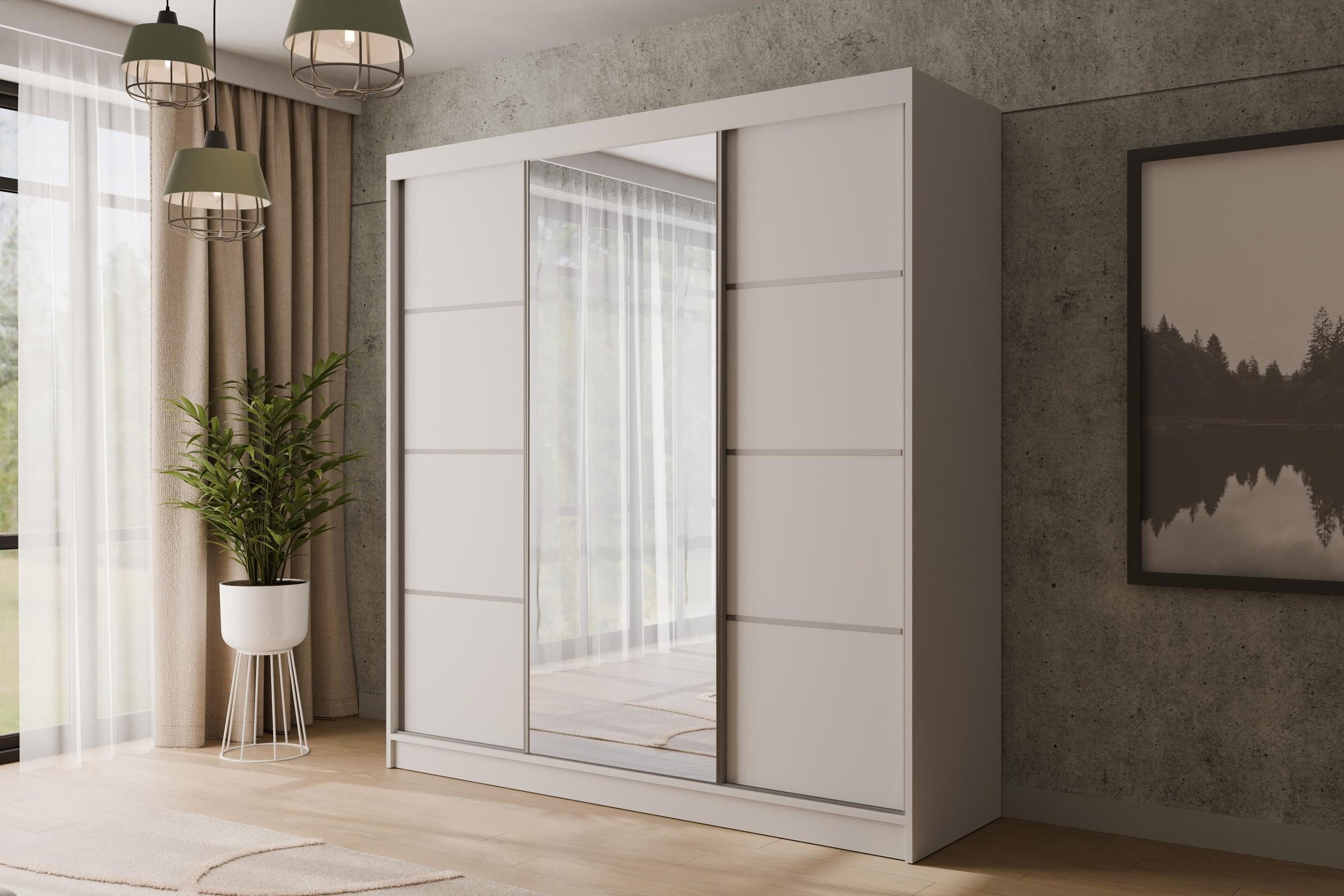 ALTDECOR Schiebetürenschrank V2-LOFTIA (Kleiderschrank Garderobenschrank mit viel Stauraum Moderner Schrank) Spiegel Spiegeltüren Vielseitiger Schwebetürenschrank