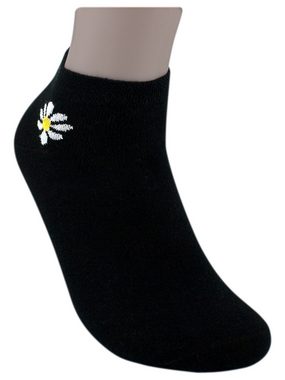 Die Sockenbude Sneakersocken FLOWER mit Soft Piqué-Bund (Bund, 4-Paar, grau schwarz weiß gelb) gekämmte Baumwolle