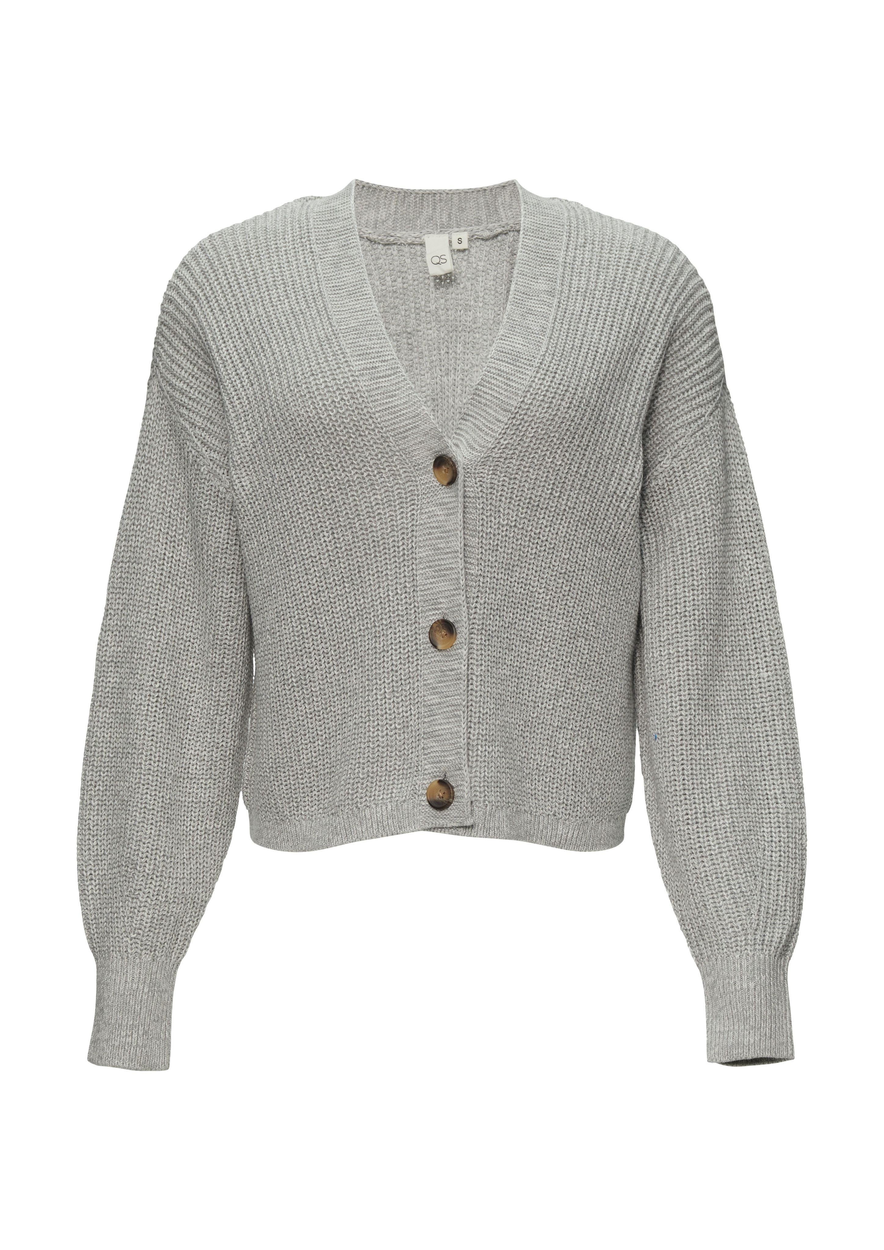 QS Funktionsjacke Strickjacke aus Baumwollmix Rippblende günstig online kaufen