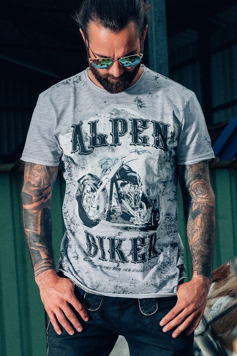 Hangowear Trachtenshirt Trachtenshirt Herren - CLINT - grau