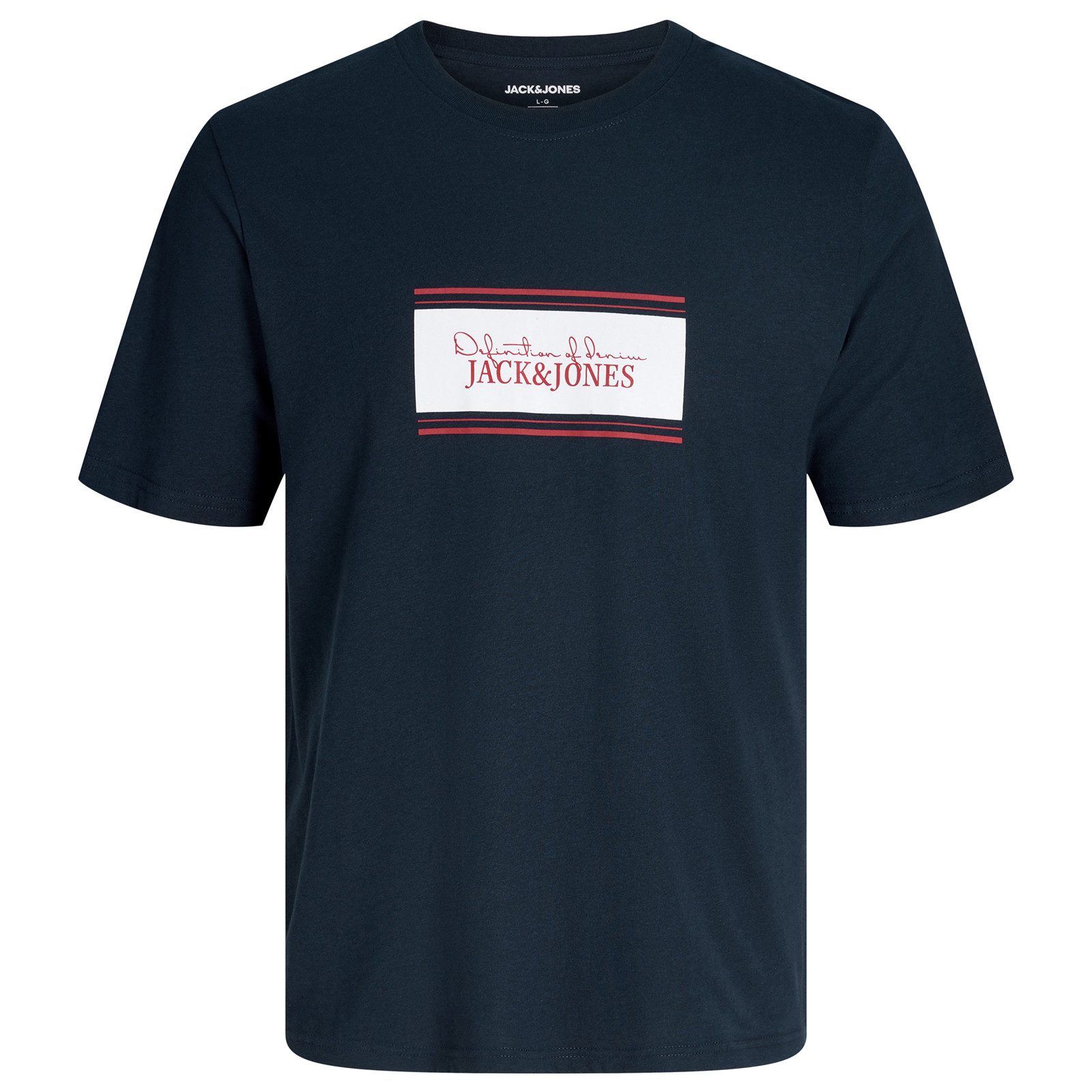 Jack & Jones Rundhalsshirt Jack&Jones Übergrößen T-Shirt navy Print JJBUSTER