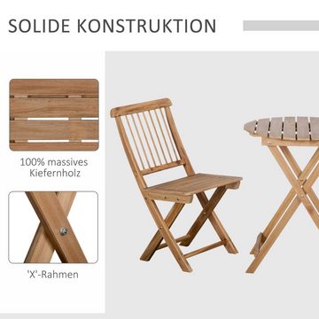 Outsunny Sitzgruppe Terassenmöbel, Metallgarnitur, wetterfest, (Balkonmöbelset, 3-tlg., Bistro-Set), für Garten, Balkon, Naturholz